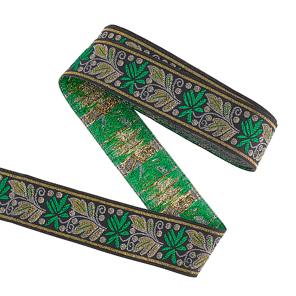 

PandaHall Ethnic Style Embroidery Polyester Ribbons, Leaf Pattern, Green, 1-3/8 inch(34mm), about 7.66 Yards(7m)/Roll Polyester Leaf Green