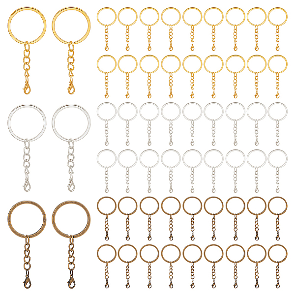15Pcs 3 Colors Iron Split Key Rings