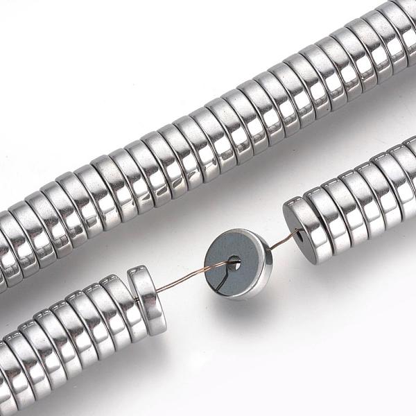 

PandaHall Electroplate Non-magnetic Synthetic Hematite Beads Spacers Strands, Heishi Beads, Flat Round/Disc, Platinum Plated, 8x2mm, Hole...