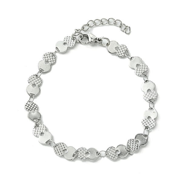 

PandaHall 304 Stainless Steel Heart Link Bracelets for Women, Stainless Steel Color, 6-7/8 inch(17.4cm) 304 Stainless Steel Heart