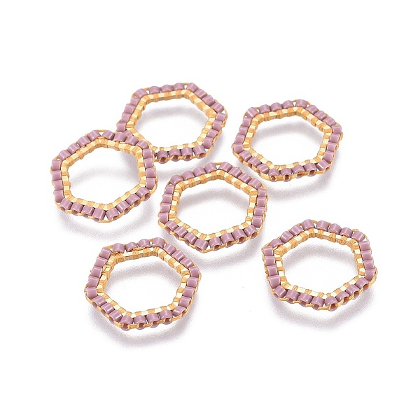 

PandaHall MIYUKI & TOHO Handmade Japanese Seed Beads, with 304 Stainless Steel Link Rings, Loom Pattern, Hexagon, Golden, Plum..., Purple