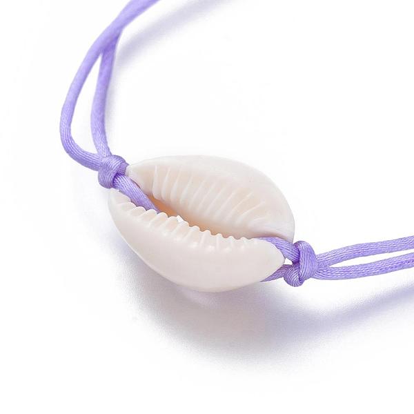 

PandaHall Adjustable Nylon Thread Braided Bead Bracelets, with Natural Cowrie Shell Beads, Lilac, 32.1cm Shell Purple