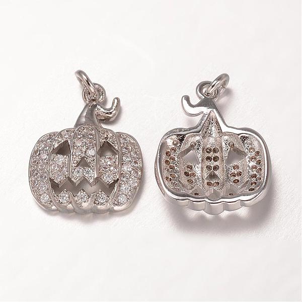 

PandaHall Halloween Brass Cubic Zirconia Pendants, Pumpkin Jack-O'-Lantern, Grade AAA, Cadmium Free & Nickel Free & Lead Free, Real Platinum...