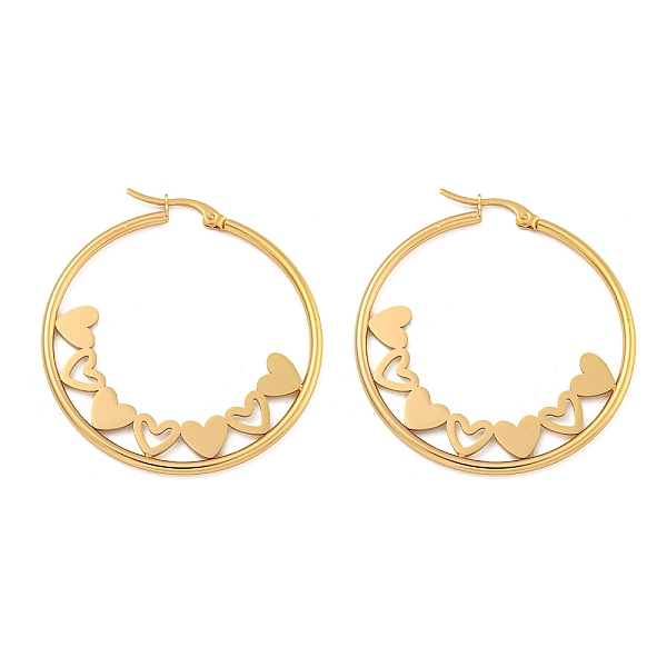

PandaHall 304 Stainless Steel Huggie Hoop Earrings, Heart, Golden, 44x2mm 304 Stainless Steel Heart