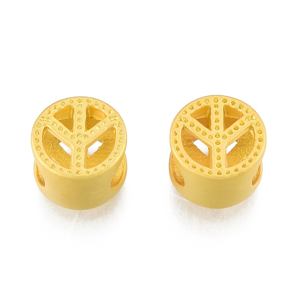 

PandaHall Alloy European Beads, Large Hole Beads, Matte Style, Flat Round with Peace Sign, Matte Gold Color, 10.5x10x7mm, Hole: 5x7mm Alloy...