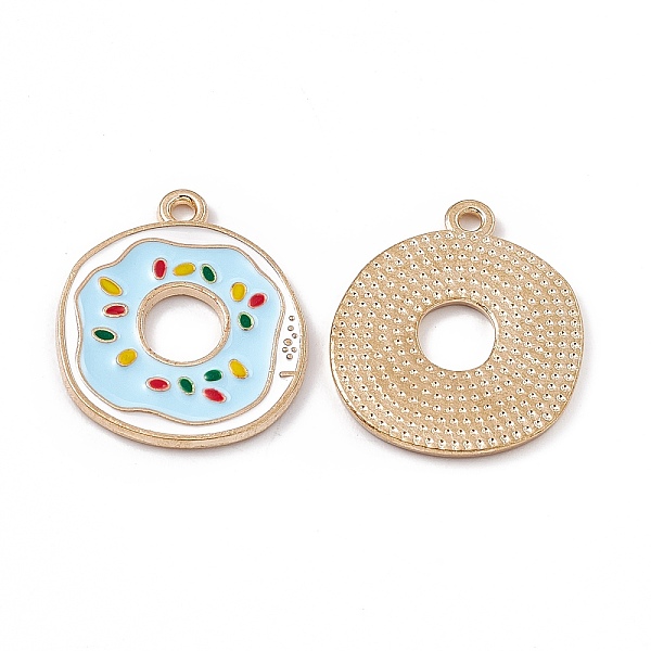

PandaHall Alloy Enamel Pendants, Light Gold, Doughnut Charm, Light Sky Blue, 23x19.5x1.5mm, Hole: 1.6mm Alloy+Enamel Donut