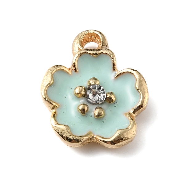

PandaHall Alloy Enamel Pendants, with Crystal Rhinestone, Peach Blossom, Aquamarine, 15x12x3.5mm, Hole: 2mm Alloy Rhinestone+Enamel Flower..., Green