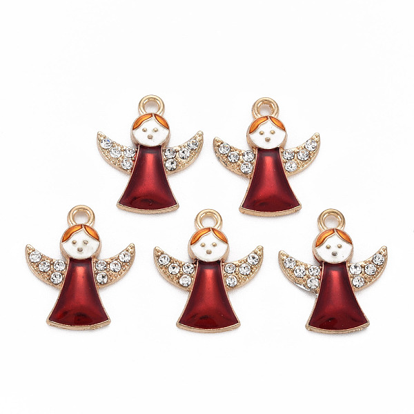 

PandaHall Alloy Enamel Pendants, with Crystal Rhinestone, Light Gold, Cadmium Free & Nickel Free & Lead Free, Angel, Red, 21.5x18x3mm, Hole...