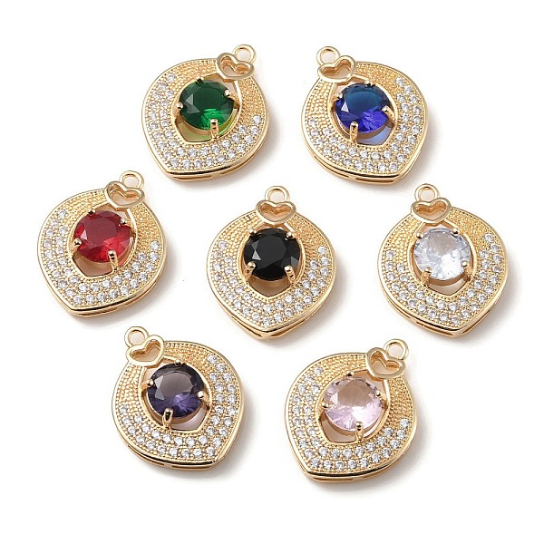 

PandaHall Brass with K9 Glass & Rhinestone Pendants, Light Gold, Oval with Heart Charms, Mixed Color, 24.5x18.5x7mm, Hole: 1.8mm K9 Glass..., Multicolor
