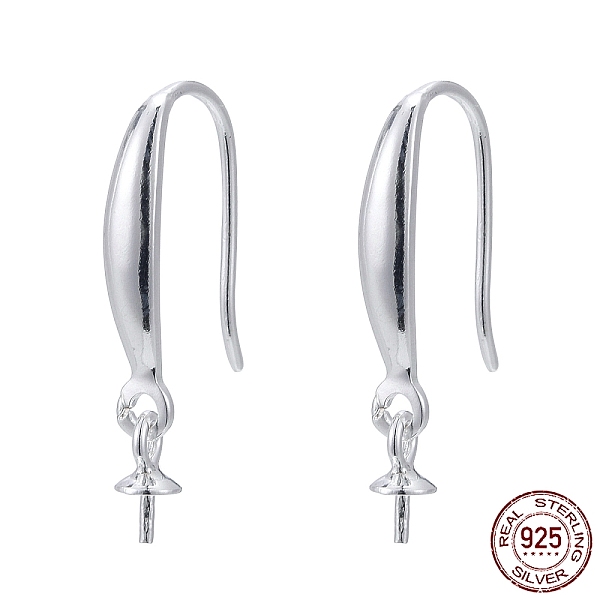 

PandaHall 925 Sterling Silver Earring Hooks, with Cup Pearl Bail Pin, Silver, 20~21mm, Bail Pin: 6x3mm, 20 Gauge, Pin: 0.8mm Sterling Silver...