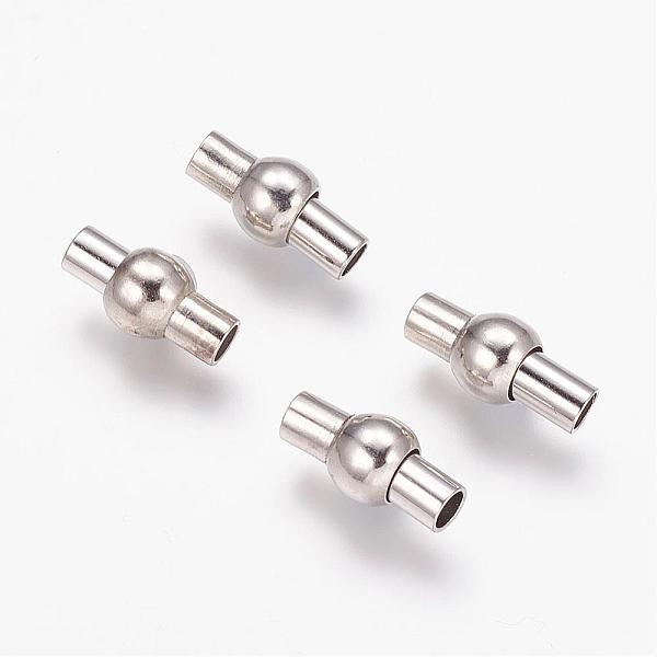 

PandaHall Brass Magnetic Clasps with Glue-in Ends, Nickel Free, Oval, Platinum, 16x8mm, Hole: 3mm Brass Oval