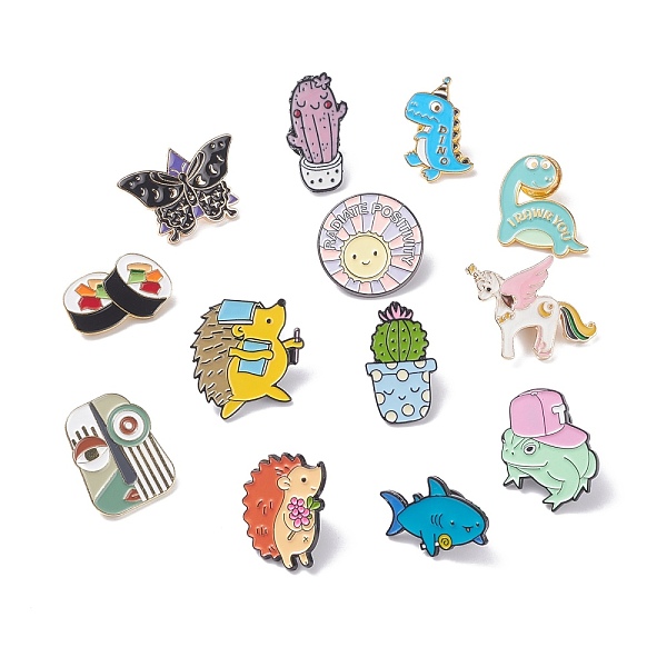 

PandaHall Creative Enamel Pin, Alloy Badge for Backpack Clothes, Mixed Color, 17~30x17~35x1.5mm, Pin: 1mm Alloy+Enamel Multicolor