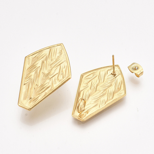 

PandaHall 304 Stainless Steel Stud Earring Findings, with Loop and Ear Nuts/Earring Backs, Kite, Golden, 30.5x20.5mm, Hole: 4mm, Pin: 0.8mm...
