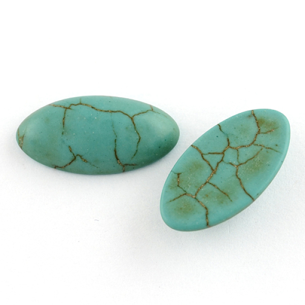 

PandaHall Craft Findings Dyed Synthetic Turquoise Gemstone Flat Back Cabochons, Horse Eye, Dark Turquoise, 10x28x6mm Synthetic Turquoise..., Cyan