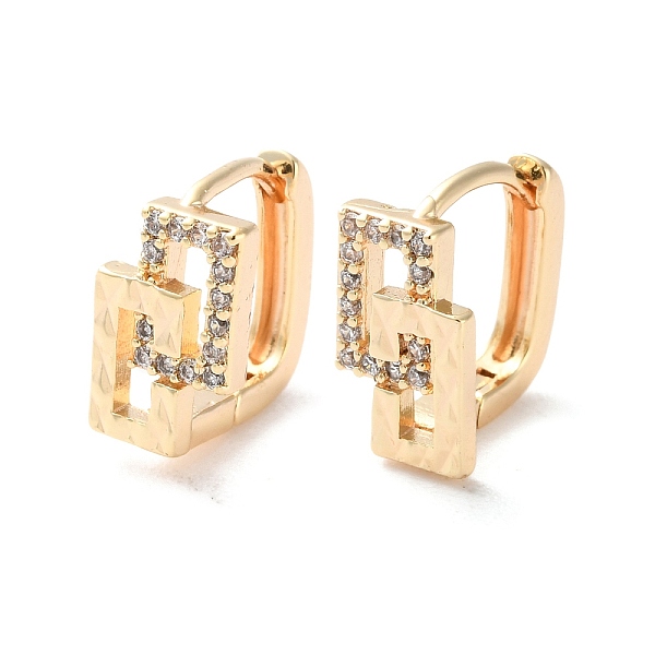 Boucles d'oreilles créoles en laiton plaqué or avec zircone cubique transparente