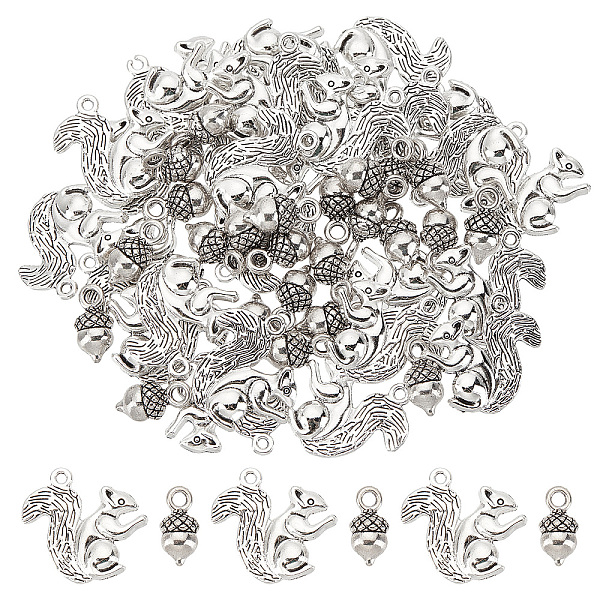 

PandaHall SUNNYCLUE 60Pcs 2 Style Alloy Charms, Cadmium Free & Lead Free, Squirrel & Acorns, Antique Silver, 14~21x7~21.5x3.5~6mm, Hole: 2mm...