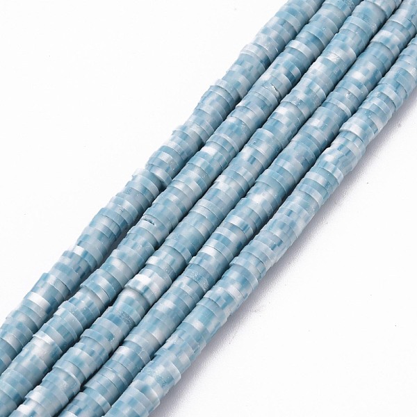 

PandaHall Handmade Polymer Clay Bead Strands, Heishi Beads, for DIY Jewelry Crafts Supplies, Disc/Flat Round, Light Blue, 4x0.5~1mm, Hole...