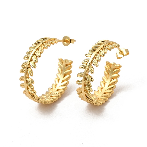 

PandaHall Rack Plating Brass Leaf Wrap Stud Earrings, Half Hoop Earrings for Women, Cadmium Free & Lead Free, Real 18K Gold Plated...