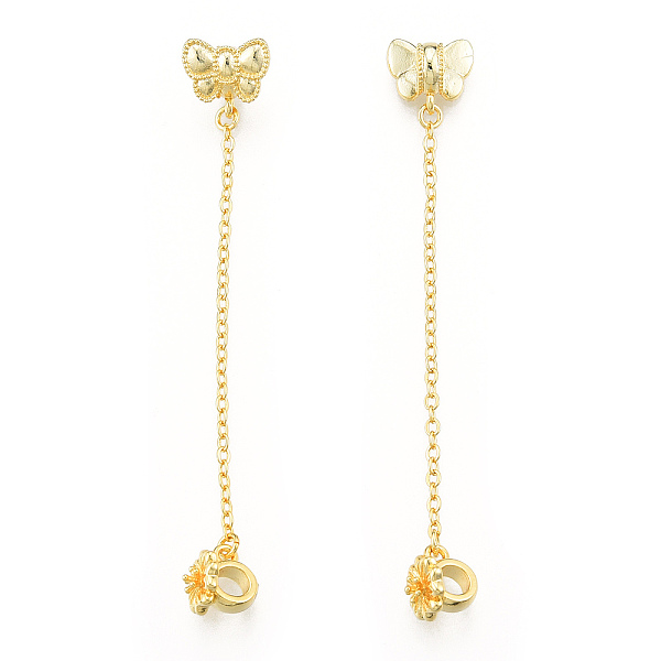 

PandaHall Brass Beads, with Chain, Nickel Free, Butterfly with Flower, Real 14K Gold Plated, 69mm, Hole: 3.5mm Brass Butterfly