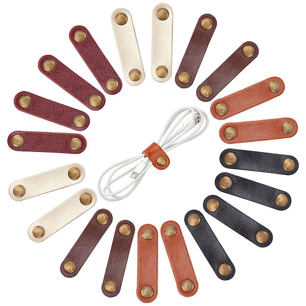 

PandaHall GORGECRAFT 20 Pcs Leather Cable Straps Cable Ties Cable Organizers Cord Management for USB Cable Headphone Wires, Short Straps..., Multicolor