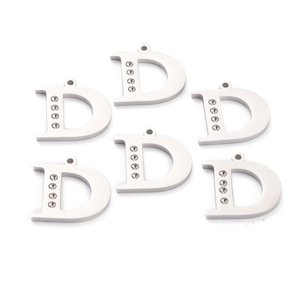 

PandaHall 304 Stainless Steel Pendant Rhinestone Settings, Letter, Stainless Steel Color, Letter.D, D: 15x15.5x1.5mm, Hole: 1.2mm, Fit for...