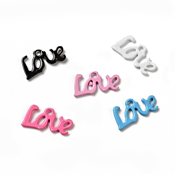 

PandaHall Spray Painted 201 Stainless Steel Charms, Word Love Charm, Mixed Color, 12x6.5x1mm, Hole: 1.4mm 201 Stainless Steel Word..., Multicolor