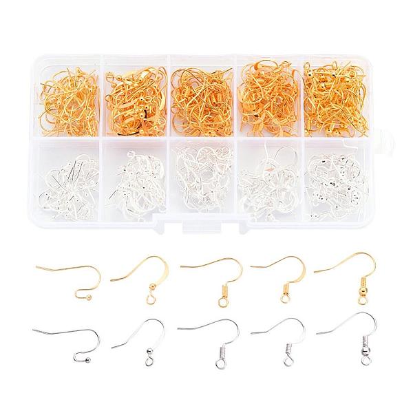 

PandaHall 1 Box Five Styles Brass Earring Hooks, with Horizontal Loop, Golden and Silver, Mixed Color, 16~21x12~19mm, Hole: 2mm, 22 Gauge..., Multicolor