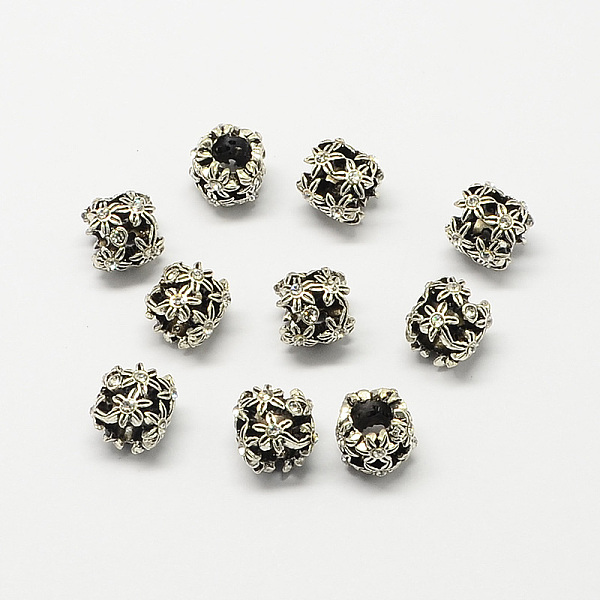 

PandaHall Hollow Flower Alloy Rhinestone Large Hole European Beads, Antique Silver, Crystal, 10x10mm, Hole: 5mm Alloy+Rhinestone Flower..., Clear