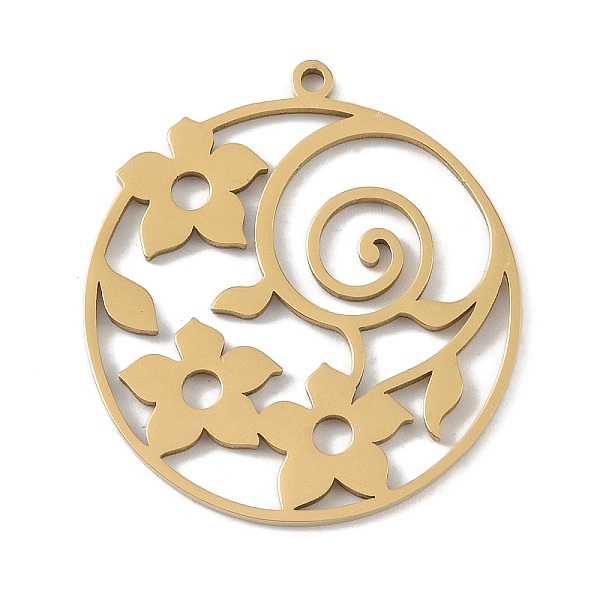

PandaHall 304 Stainless Steel Pendants, Laser Cut, Hollow Flat Round with Flower Charm, Golden, 32x29x1mm, Hole: 1mm 304 Stainless Steel...
