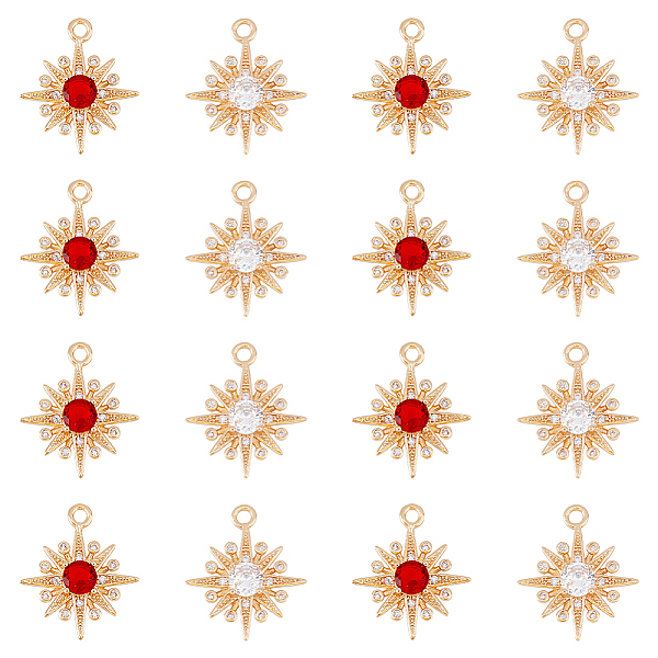 

PandaHall DICOSMETIC 16Pcs 2 Colors Brass Micro Pave Cubic Zirconia Pendants, 8-Point Star Charm, Light Gold, Mixed Color, 20x17.5x3.6mm..., Multicolor