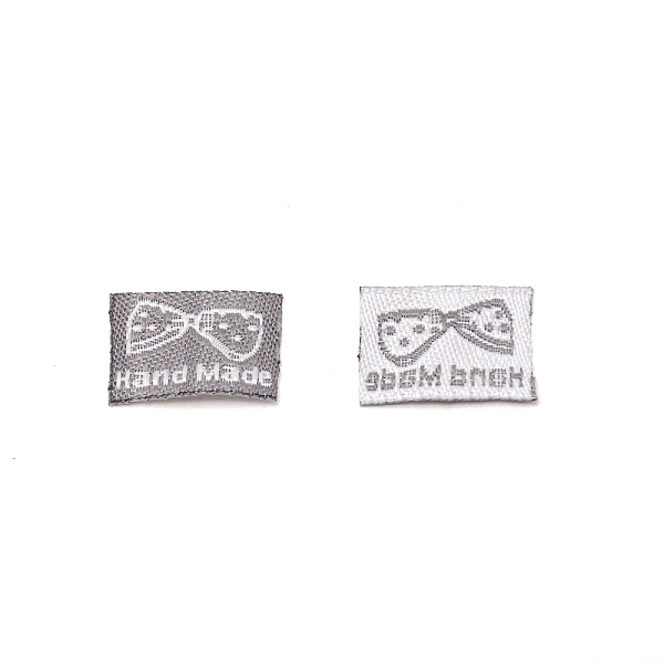 

PandaHall Polyester Sewing Labels, Cloth Labels, for Sewing, Knitting, Crafts, Bowknot Pattern, 11~12x17x0.4mm Polyester