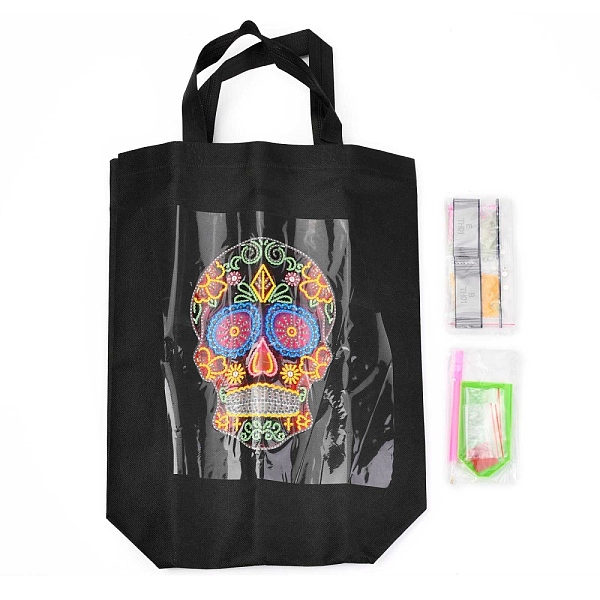 

PandaHall DIY Diamond Painting Handbag Art Kits, Reusable Shopping Tote Cloth Bag, for Woman Home Organizer Craft, Skull Pattern, Black...