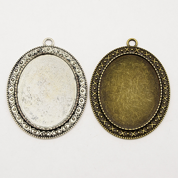 

PandaHall Tibetan Style Zinc Alloy Pendant Cabochon Settings, Cadmium Free & Lead Free, Mixed Color, Flat Oval Tray: 40x30mm, 54.5x40x2mm...