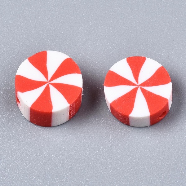 

PandaHall Handmade Polymer Clay Beads, Flat Round, Orange Red, 9~10x4mm, Hole: 1.6mm Polymer Clay Flat Round
