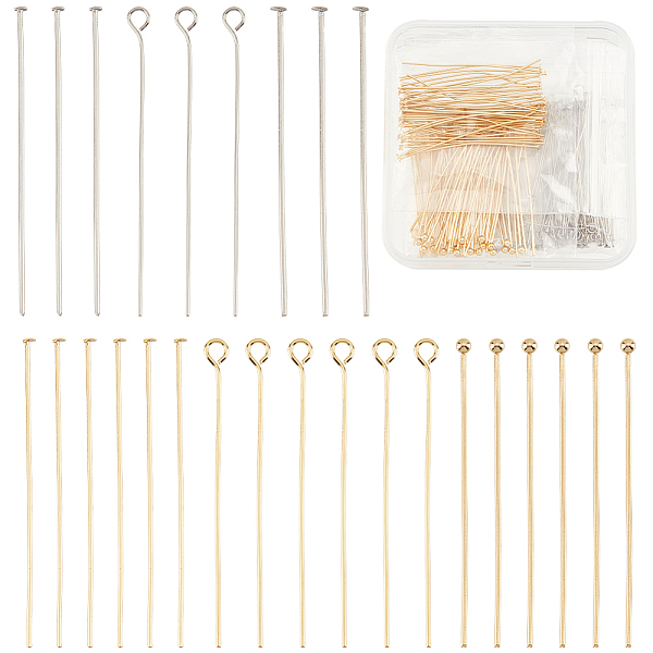

PandaHall 300Pcs 6 Styles 304 Stainless Steel Eye Pins & Head Pins Sets, Mixed Color, 40mm, Pin: 0.5~0.7mm, 50pcs/style 304 Stainless...