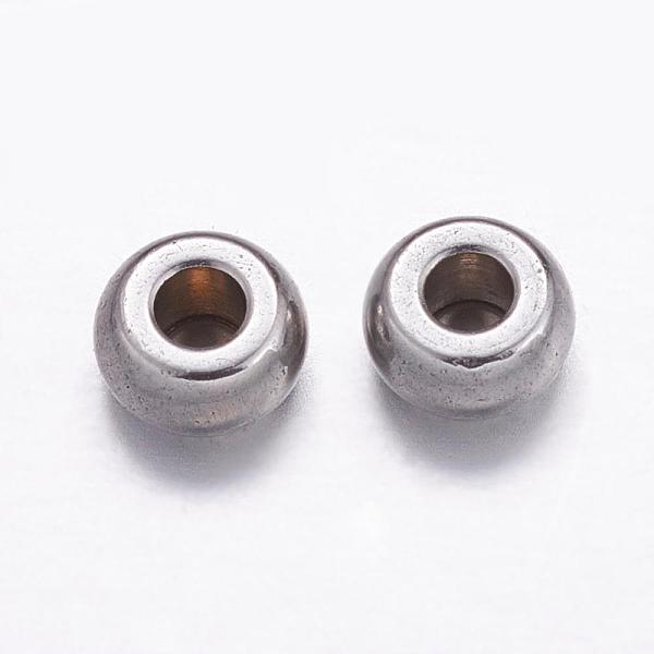 

PandaHall 304 Stainless Steel Beads, Drum, Stainless Steel Color, 4x2mm, Hole: 1.3~1.4mm 304 Stainless Steel Drum