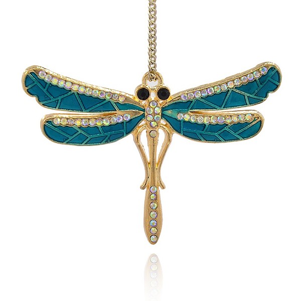 

PandaHall Golden Plated Alloy Pendants, with Enamel and Rhinestone, Dragonfly, Teal, 46x66x4mm, Hole: 2.5mm Alloy Rhinestone+Enamel..., Cyan