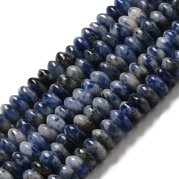 

PandaHall Natural Blue Spot Jasper Beads Strands, Saucer Beads, Rondelle, 6.5x3mm, Hole: 1mm, about 118~119pcs/strand, 15.35''(39cm) Blue...