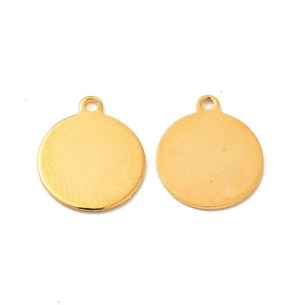 

PandaHall 201 Stainless Steel Pendants, Flat Round Charm, Real 24K Gold Plated, 14x12x0.5mm, Hole: 1.2mm 201 Stainless Steel Flat Round