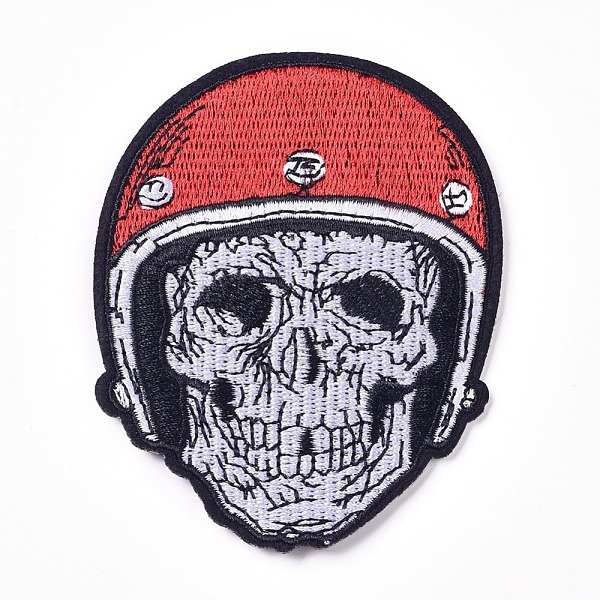 

PandaHall Computerized Embroidery Cloth Iron on/Sew on Patches, Costume Accessories, Appliques, Skull, White, 92.5x72x1.5mm Cloth Skull...