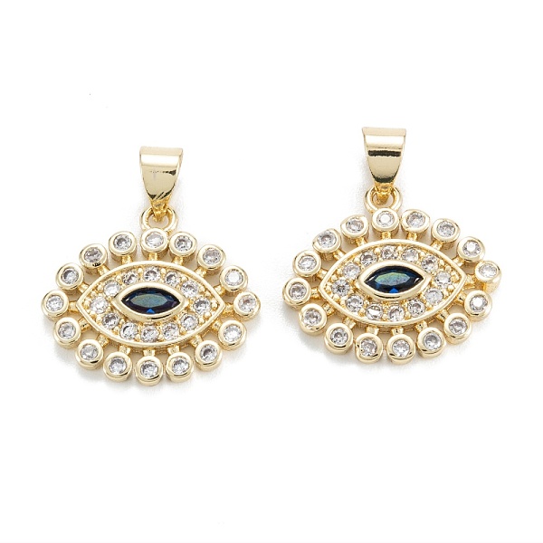

PandaHall Brass Micro Pave Clear Cubic Zirconia Pendants, Long-Lasting Plated, Eye, Real 18K Gold Plated, 16x18x2.5mm, Hole: 5.5x3.5mm...
