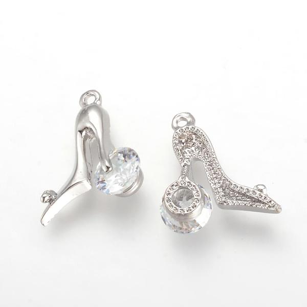

PandaHall Alloy Cubic Zirconia Stilettos Pendants, High-heeled Shoes, Platinum, 17x15.5x5.5mm, Hole: 1.5mm Alloy+Cubic Zirconia Shoes