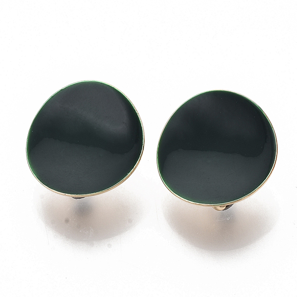 

PandaHall Light Gold Plated Iron Stud Earring Findings, with Enamel and Loop, Flat Round, Cadmium Free & Nickel Free & Lead Free, Dark Green...
