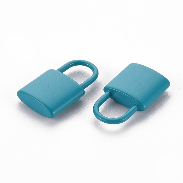 

PandaHall Spray Painted Alloy Pendants, Cadmium Free & Lead Free, Padlock, Teal, 18.5x11x4mm, Hole: 5.5x6mm Alloy Lock Cyan