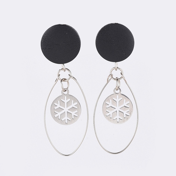 

PandaHall (Jewelry Parties Factory Sale)Dangle Earrings, with Pear Wood Beads, Steel Memory Wire, Plastic Ear Nuts, 304 Stainless Steel Stud...