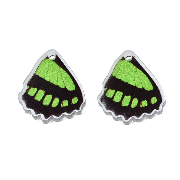 

PandaHall Printed Translucent Acrylic Pendants, Butterfly, Light Green, 19.5x16.5x2mm, Hole: 1.5mm Acrylic Butterfly