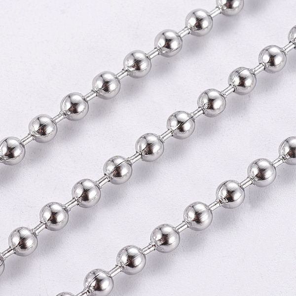 

PandaHall 304 Stainless Steel Ball Chains, with Spool, Round, Stainless Steel Color, 3mm, about 32.8 Feet(10m)/roll 304 Stainless Steel