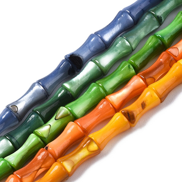 

PandaHall Natural Freshwater Shell Beads Strands, Dyed, Bamboo Stick, Mixed Color, 8x4.5x4.5mm, Hole: 0.7mm, about 45~48pcs/strand..., Multicolor