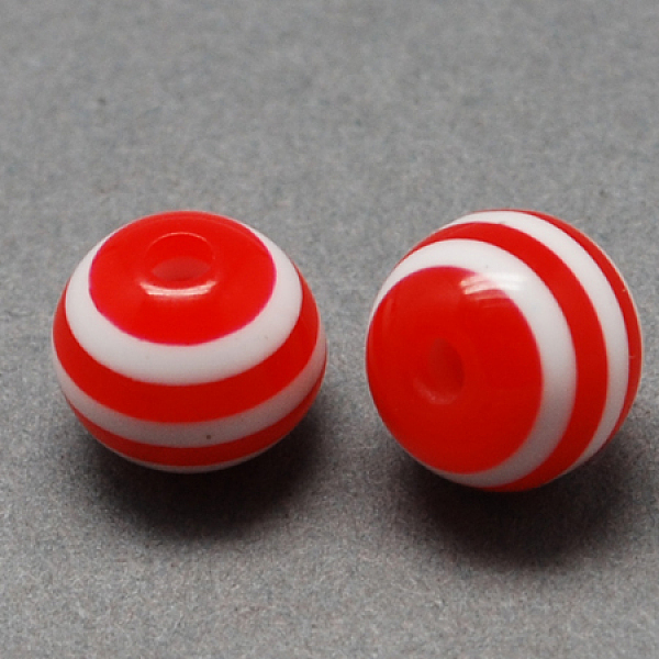 

PandaHall Round Striped Resin Beads, Red, 20x18mm, Hole: 3mm Resin Round Red