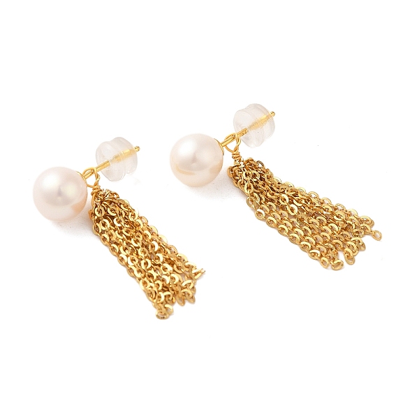 

PandaHall Sterling Silver Studs Earrings, with Natural Pearl, Jewely for Women, Tassels, Real 18K Gold Plated, 28x7mm Sterling Silver...